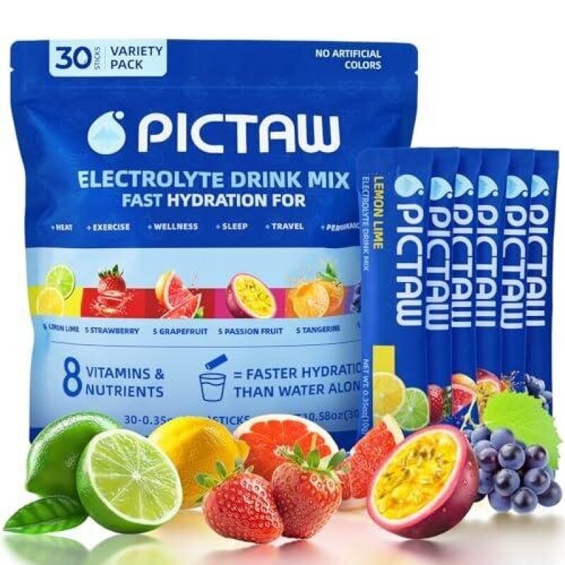 PICTAW Electrolyte Drink Mix - Fast Hydration for Heat, Exercise, Wellness, Sleep, Travel