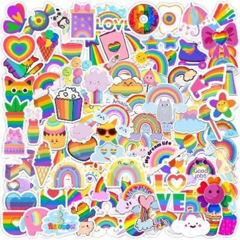 100PCS Rainbow Stickers for Kids, Cute Rainbow Stickers for Laptop, Phone, Journal