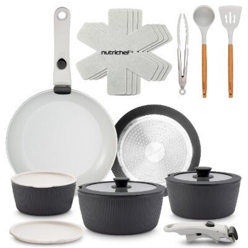 18-Piece Ceramic Cookware Set - Durable & Non-Stick