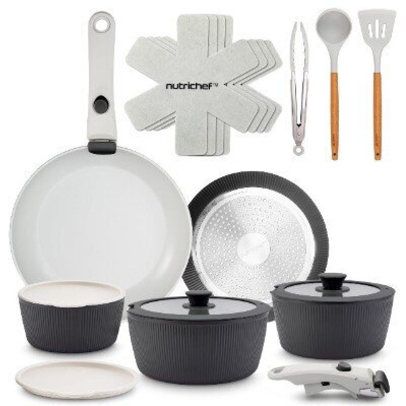 18-Piece Ceramic Cookware Set - Durable & Non-Stick