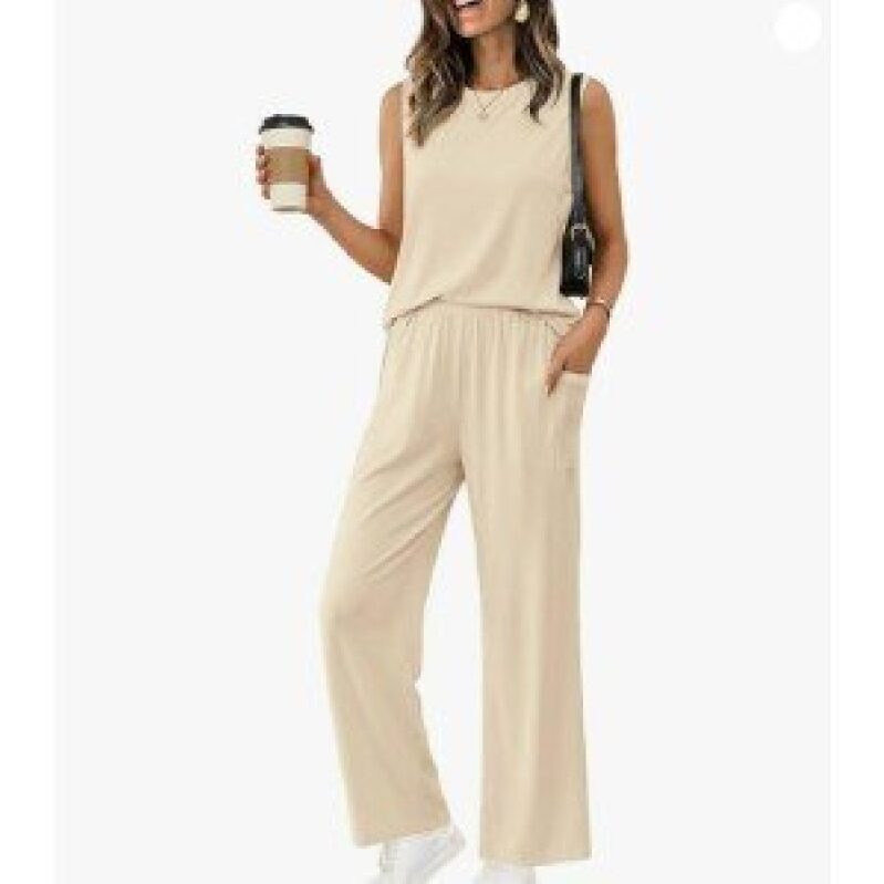 Ekouaer Women's Summer Sleeveless Two-Piece Set - Effortless Elegance