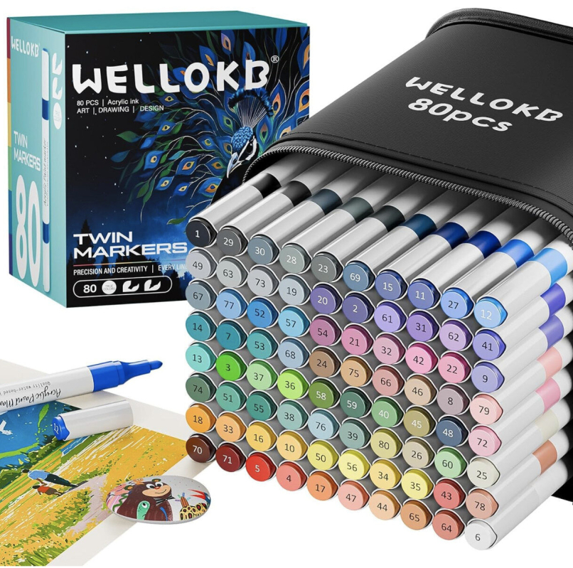 80-Color Twin Markers - Premium Acrylic Ink for Artists