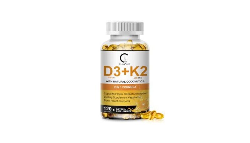 Vitamin D3 K2 Supplement with Vitamin D3 5000 IU - Plant Based 2-in-1 Formula
