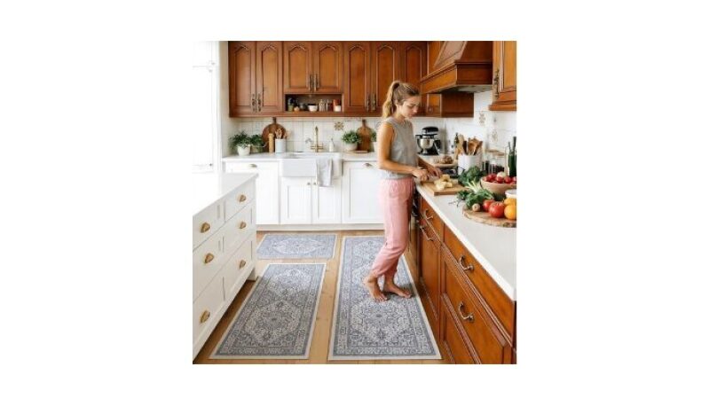 UKISS Boho Washable Kitchen Rugs Sets of 3 - Non Slip Faux Wool Kitchen Mats for Floor