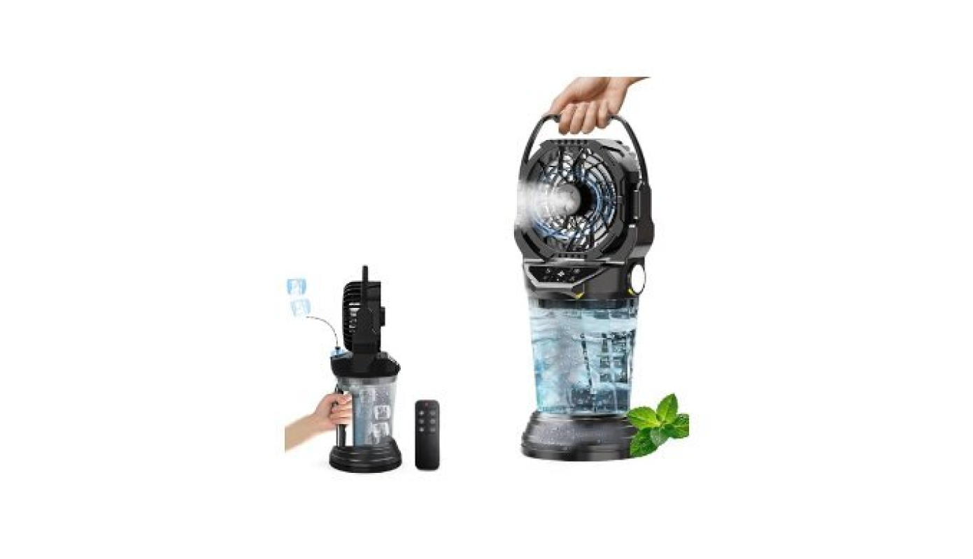 2026 New Portable Misting Fan with 30000mAh Battery, 4 Speeds, LED Light for Outdoor