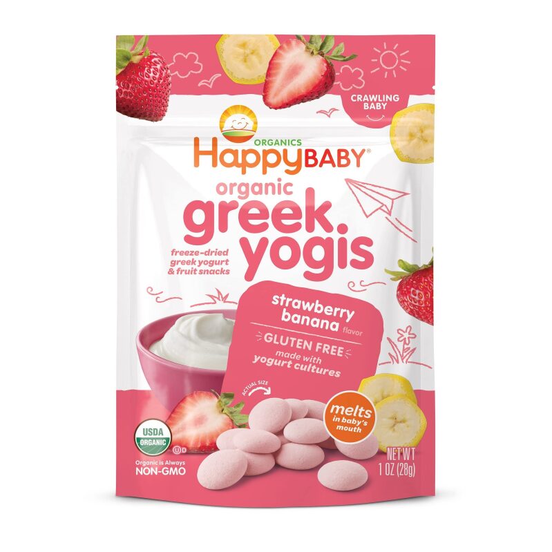 Happy Baby Organics Greek Yogis Strawberry/Banana 1-Oz - A Natural Baby Snack