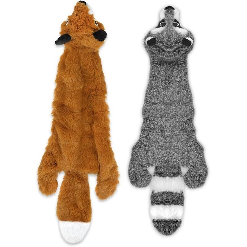 2-in-1 Stuffless Squeaky Dog Toys - Raccoon