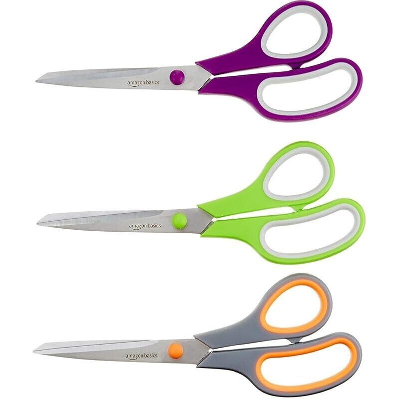 Amazon Basics Comfort-Grip PVD-Coated Stainless Steel Scissors - Durable and Long-Lasting