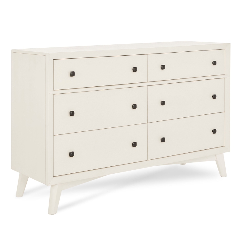 Evolur Loft Antilia Mid Century Double Dresser with 6 Spacious Drawers