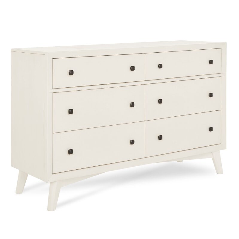 Evolur Loft Antilia Mid Century Double Dresser with 6 Spacious Drawers
