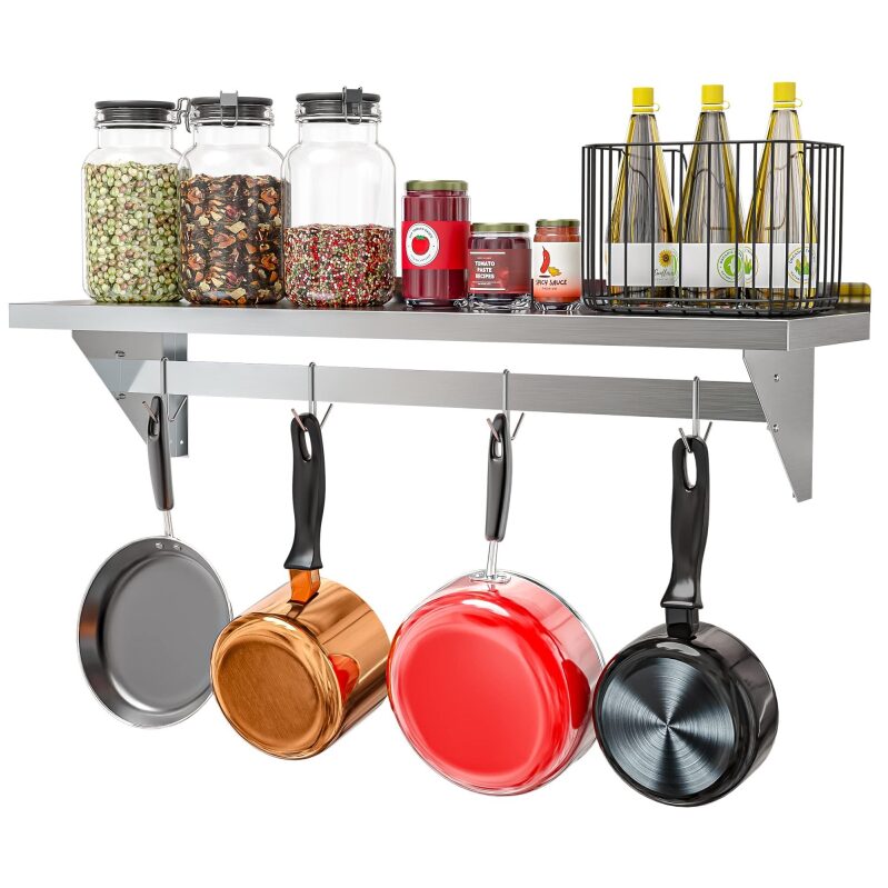 Koolmore Commercial Wall Mounted Pot Rack Organizer Shelf