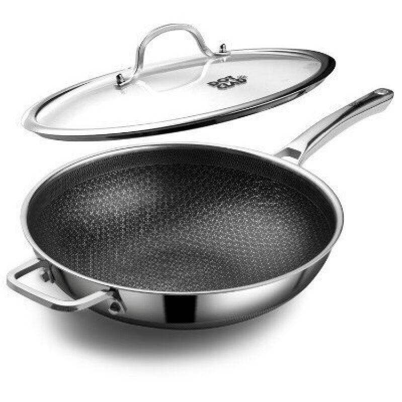 12-Inch Stainless Steel Frying Pan with Lid - Durable and Efficient
