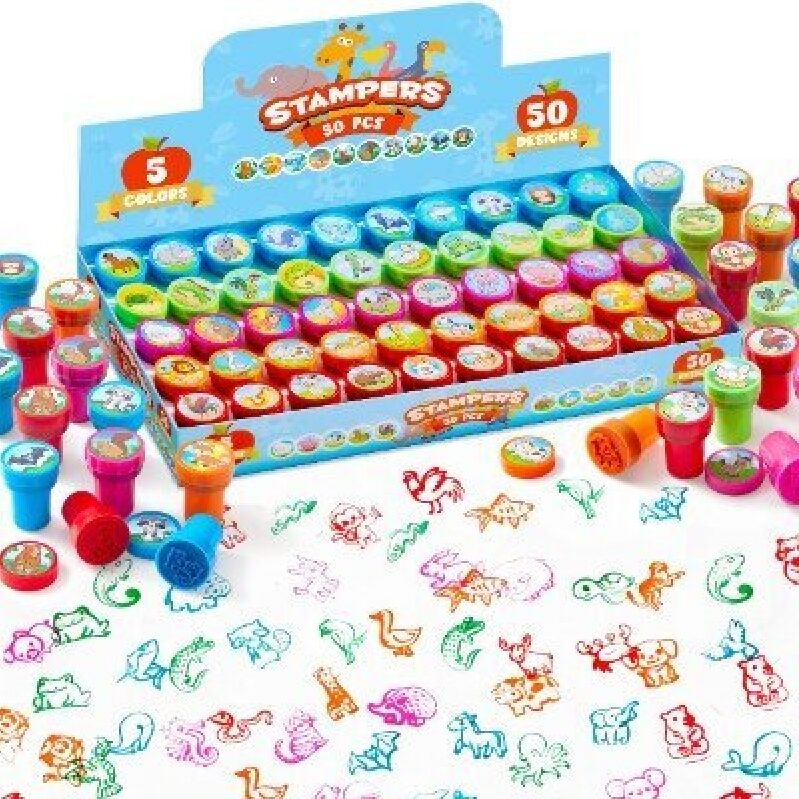 Vibrant Animal Stamp Set: 50 Pieces for Kids