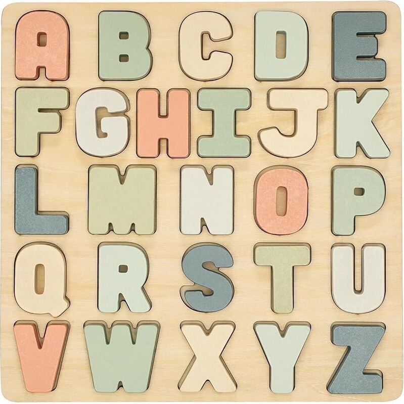 Pearhead Wooden Alphabet Puzzle - Interactive Learning Toy for Toddlers
