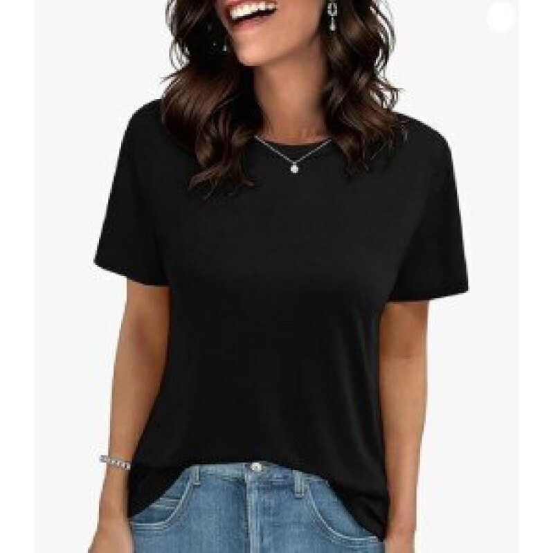 Elegant Black Short-Sleeve T-Shirt for Women