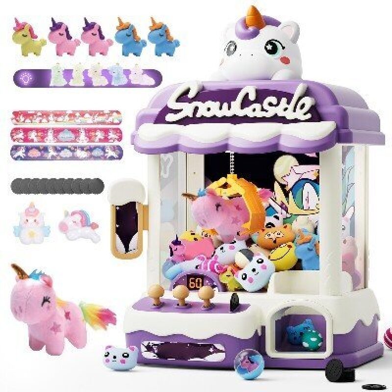 12-Inch Purple Unicorn Themed Claw Machine for Kids