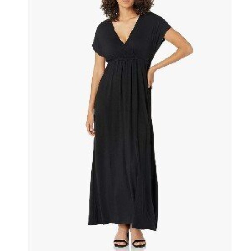 V-Neck Short Sleeve Slimming Long Dress for Women