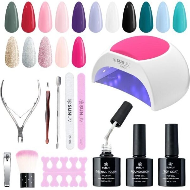 SUNUV Gel Nail Polish Kit - 15 Colors with UV LED Lamp