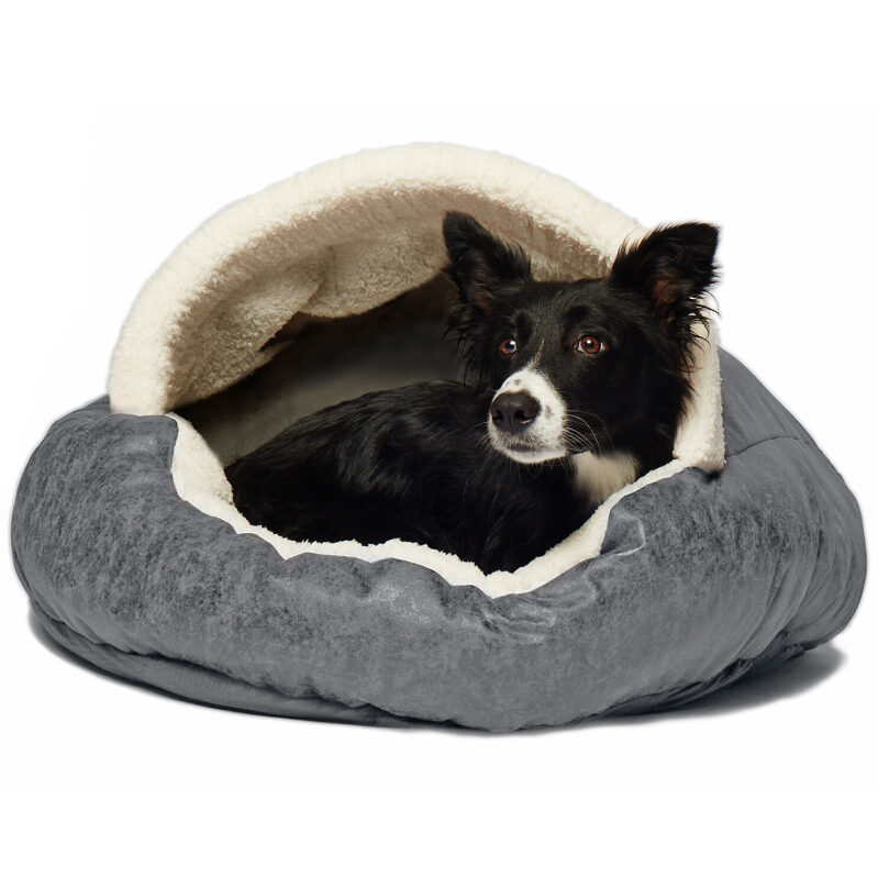 Vegan Leather Deep Dish Cave Pet Dog Bed - Luxurious Comfort for Pets