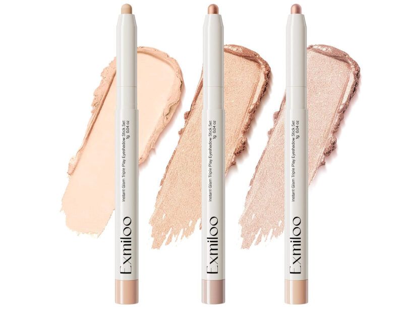 Exmiloo Eyeshadow Stick Set: 3 Matte & Shimmer Sticks - Ultimate Eye Makeup Kit