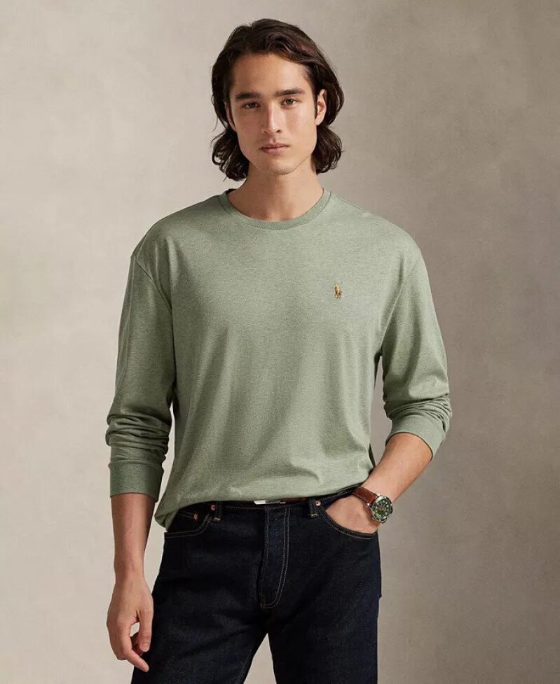 Polo Ralph Lauren Men's Classic Slim Fit Crewneck Long Sleeve T-Shirt - Multiple Colors Available