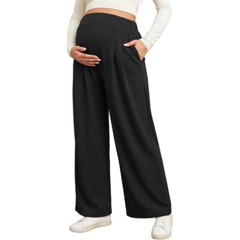 BLENCOT Maternity Pants - Stylish Wide-Leg Trousers for Expecting Moms