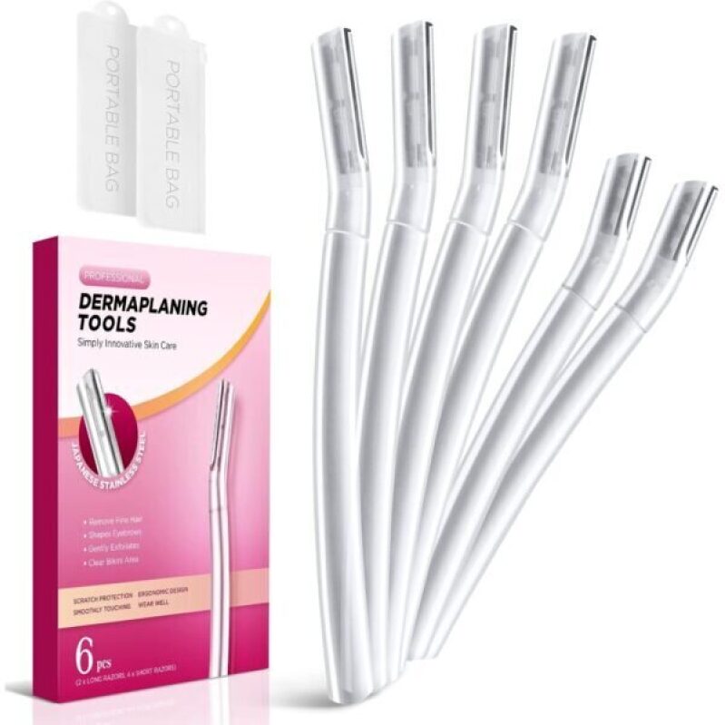 Professional Dermaplaning Tools - 6pcs Stainless Steel Razors for Women's Facial Grooming