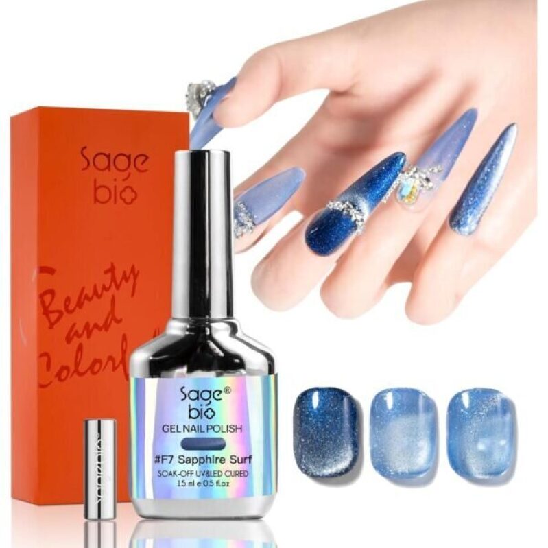 Sage Bio Cat Eye Gel Nail Polish - Sapphire Surf, 15ml