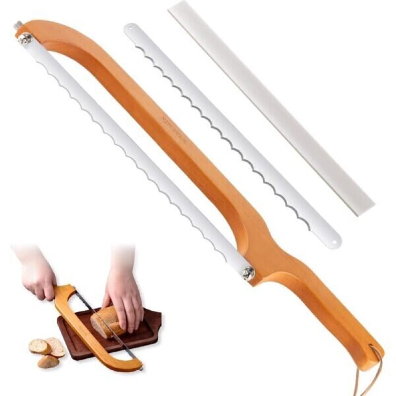 Sourdough Bread Slicer - Natural Wood with Adjustable Blade Tightness