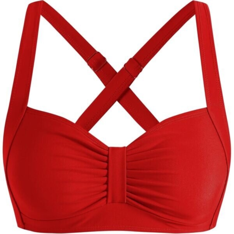 Red Ruched Bikini Tops for Large Bust - 70% Off