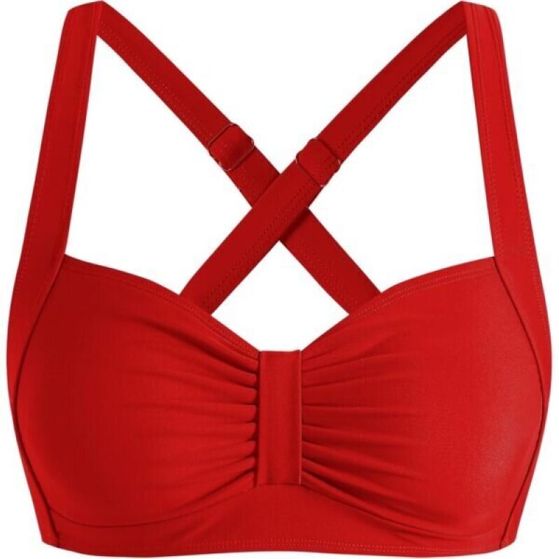 Red Ruched Bikini Tops for Large Bust - 70% Off