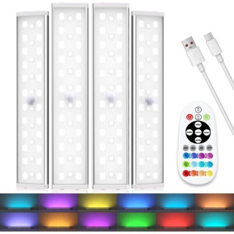 Diomart RGB Rechargeable Motion Sensor Lights - 4 Pack