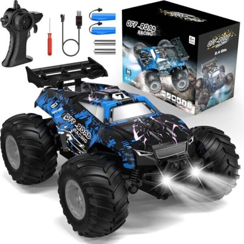 Hielse Remote Control Car - All-Terrain RC Truck with LED Lights - Perfect Gift for Boys