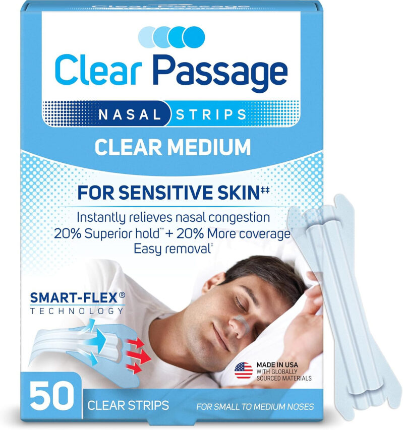 Nasal Strips for Sensitive Skin - Clear Medium 50 Pack