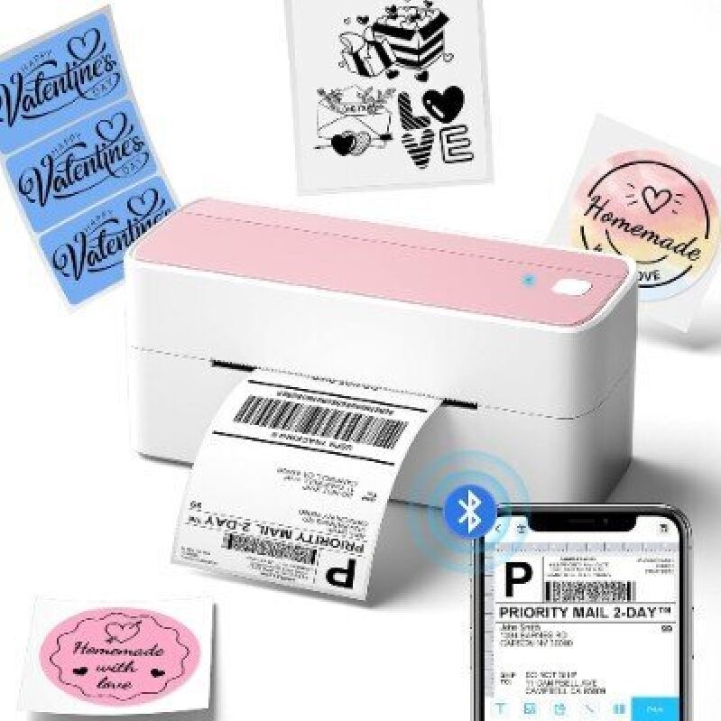 Phomemo Pink Bluetooth Thermal Label Printer with Stickers