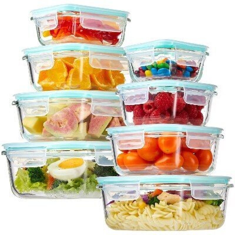 8-Set Glass Food Storage Containers with Lids