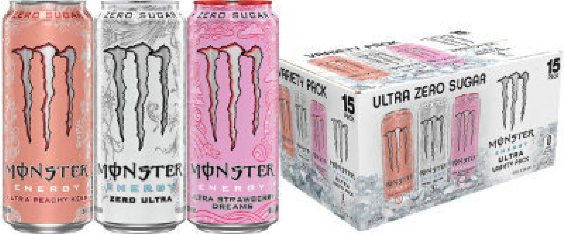 Zero Sugar Monster Energy Drink, 16 fl.oz, 15-Can Bundle