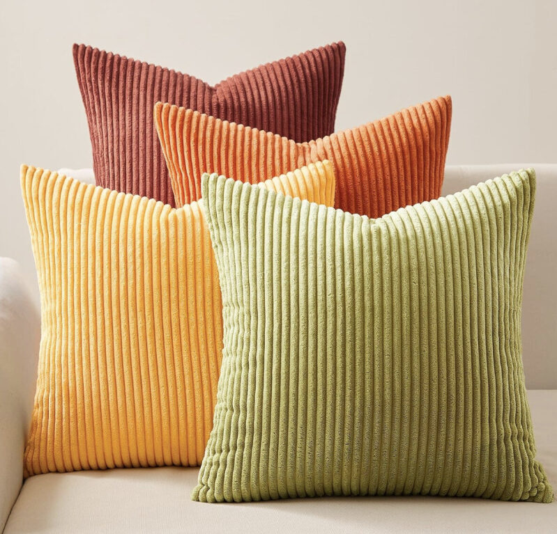 Autumn Burnt Orange Decorative Pillow Covers - 18x18 Inches, 4 Pack