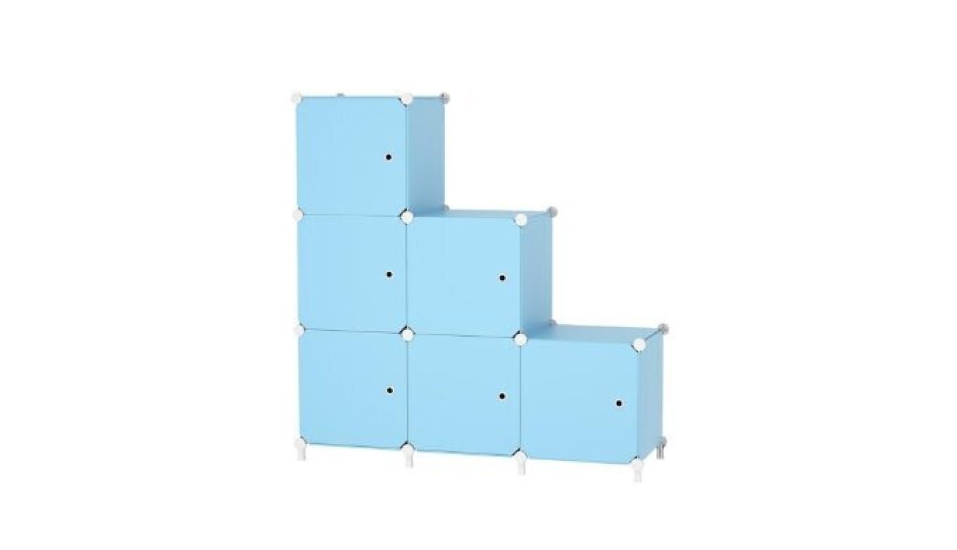 6-Cube Storage Organizer with Doors, DIY Plastic Shelf for Bedroom & Under Stairs