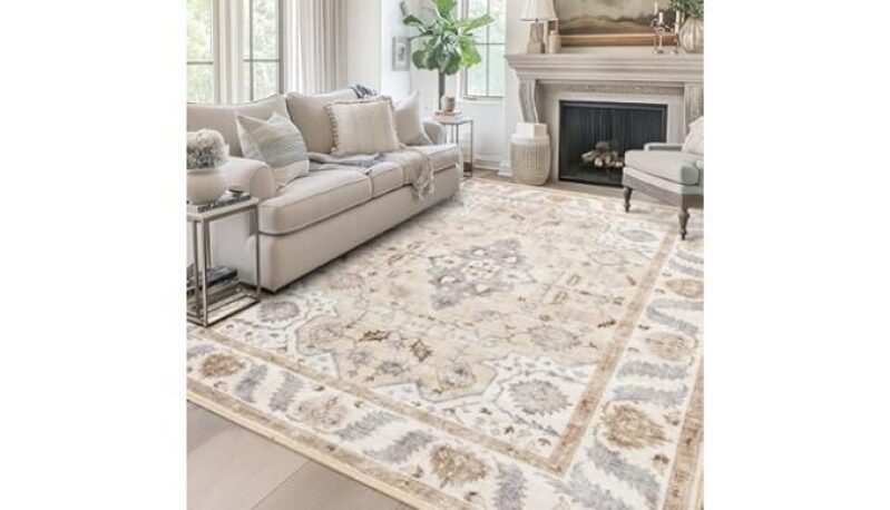 Elegant 9×12 Area Rug for Living Room – Soft, Machine Washable, Low Pile