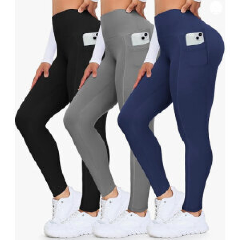 High-Waist Slimming Yoga Pants 3-Pack - Perfect for Fitness and Daily Wear