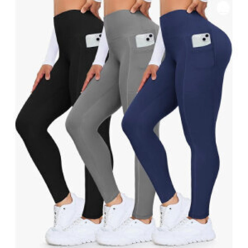 High-Waist Slimming Yoga Pants 3-Pack - Perfect for Fitness and Daily Wear