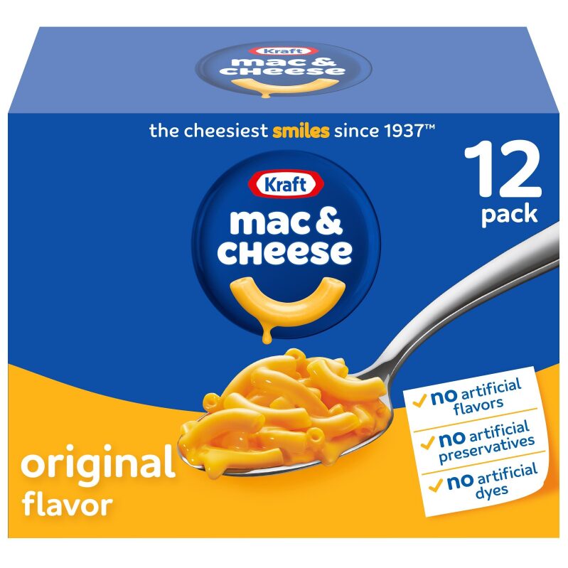 12-Pack Kraft Easy Mac and Cheese Original Flavor 7.25oz - Value Meal Deal