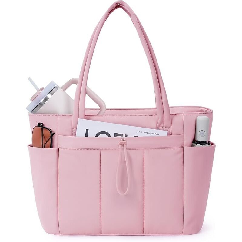 Wandering Nature Puffer Tote Bag with Cup Holder - Perfect for On-the-Go Hydration