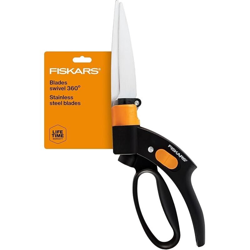 Fiskars ShearEase Swivel Soft Touch Grass Shear 5-inch - Premium Gardening Tool