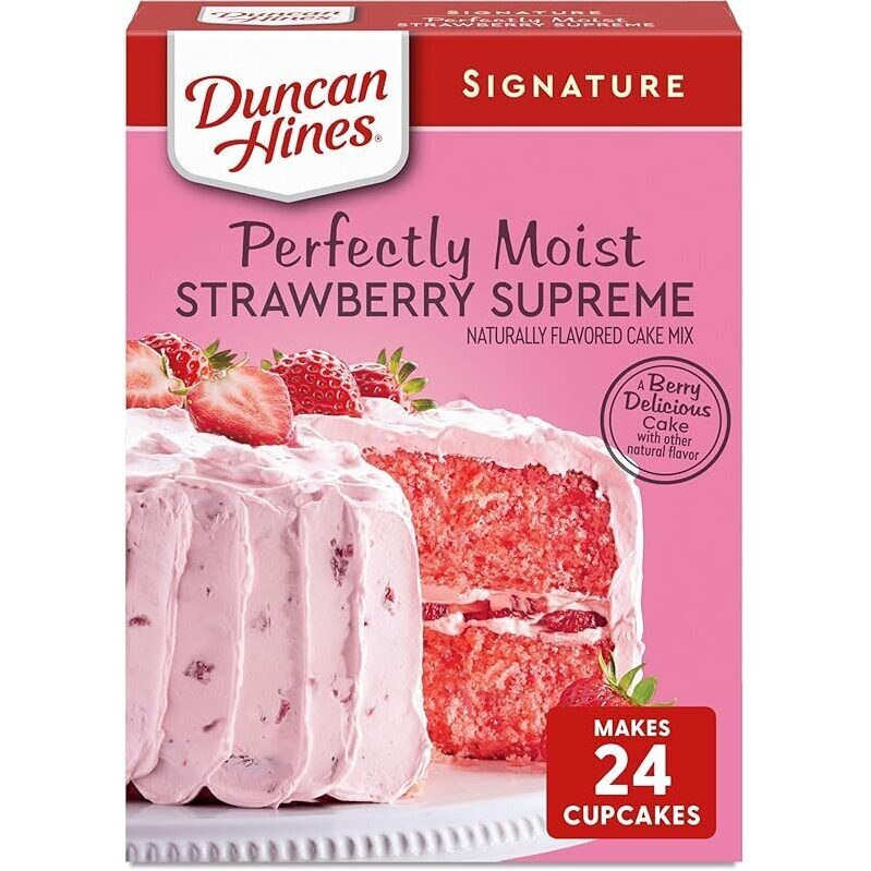 Duncan Hines Strawberry Supreme Flavored Cake Mix for Perfectly Moist Cakes