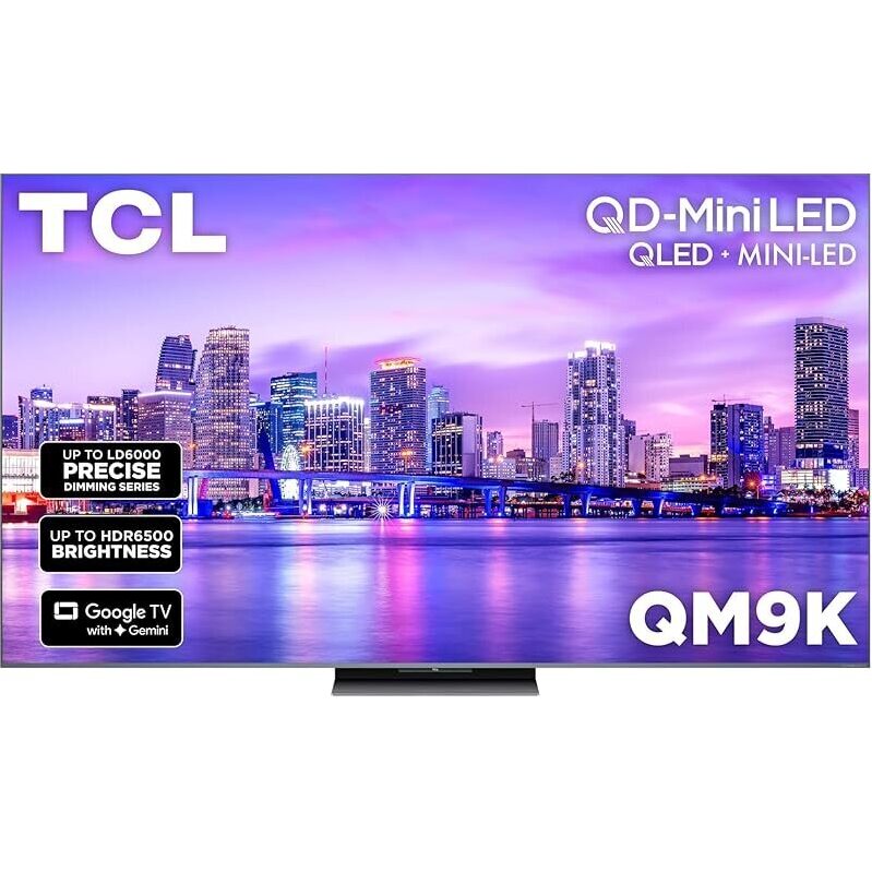 TCL 85QM9K 85-inch Mini LED QLED 4K AI Smart Google TV - Superior Picture Quality