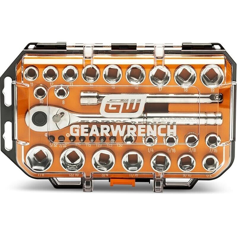 GEARWRENCH 36 Piece 3/8-in Drive 72-Tooth Mechanics Tool Set - Ultimate Tool Kit for Mechanics