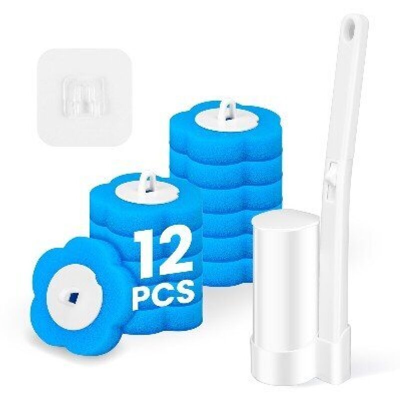 KOKL Disposable Toilet Brush Set - 12 Pack with Convenient Holder