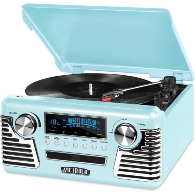 Victrola Haley Retro Bluetooth Record Player - Multimedia Center with Built-in Speakers